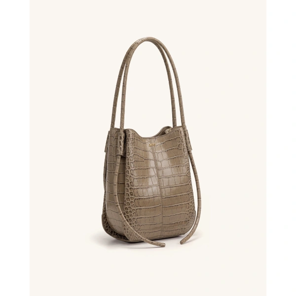 JW PEI Nala Bucket Bag in Taupe Croc | Bucket Bags | Coveti