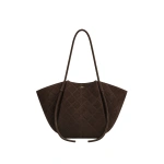 JW PEI Nala Faux Suede Quilted Tote Bag in Dark Chocolate Brown | Totes & Top-Handle Bags | Coveti