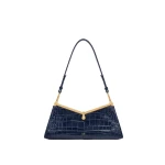 JW PEI Nerina V-Frame Shoulder Bag in Dark Blue Croc | Shoulder & Crossbody Bags | Coveti