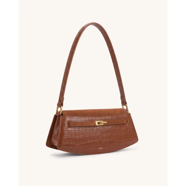 JW PEI Noelle Croc Arc Shoulder Bag in Brown | Shoulder & Crossbody Bags | Coveti