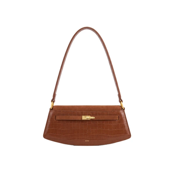 JW PEI Noelle Croc Arc Shoulder Bag in Brown | Shoulder & Crossbody Bags | Coveti