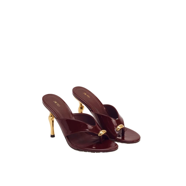 JW PEI Noemi Cutout Square-Toe Metal Accent Sandals in Burgundy | Sandals | Coveti