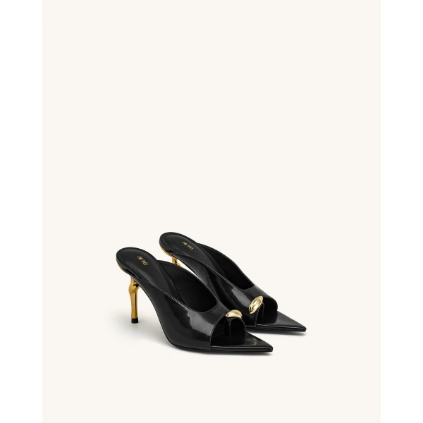 JW PEI Noemi Pointed-Toe Mule Heels in Black | Mules | Coveti