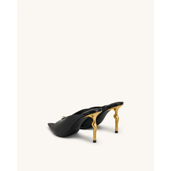 JW PEI Noemi Pointed-Toe Mule Heels in Black | Mules | Coveti