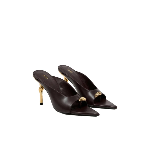 JW PEI Noemi Pointed-Toe Mule Heels in Burgundy | Mules | Coveti