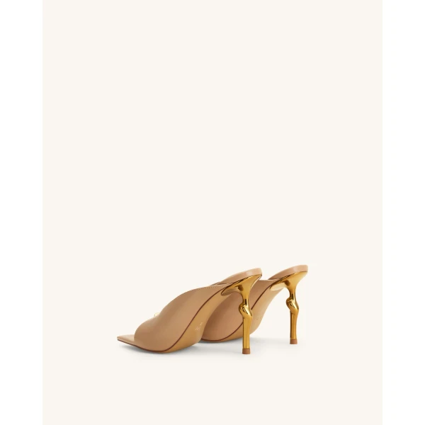 JW PEI Noemi Pointed-Toe Mule Heels in Khaki | Mules | Coveti