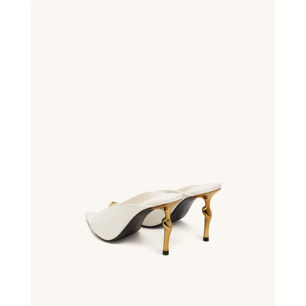JW PEI Noemi Pointed-Toe Mule Heels in White | Mules | Coveti