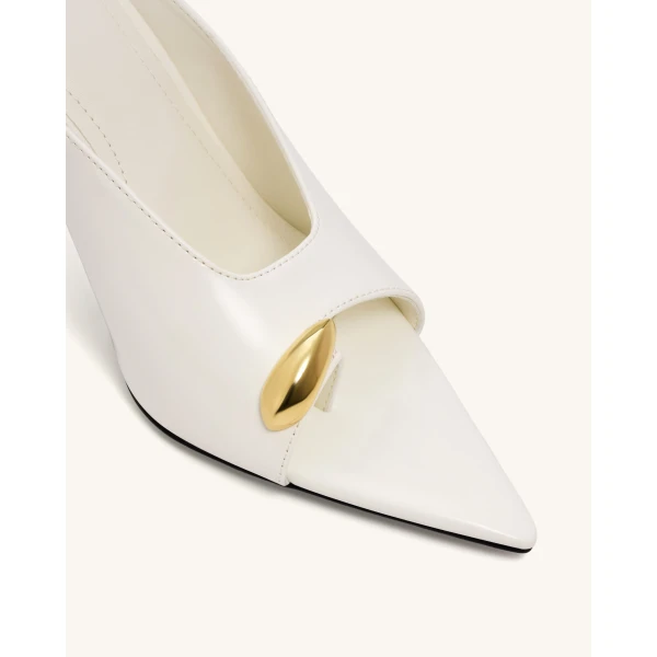 JW PEI Noemi Pointed-Toe Mule Heels in White | Mules | Coveti