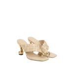 JW PEI Noemi Square-Toe Woven Hardware Mules in Apricot | Mules | Coveti