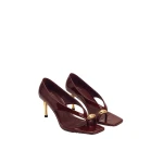 JW PEI Noemi Wide Strap Square-Toe Metal Accent Sandals in Burgundy | Sandals | Coveti