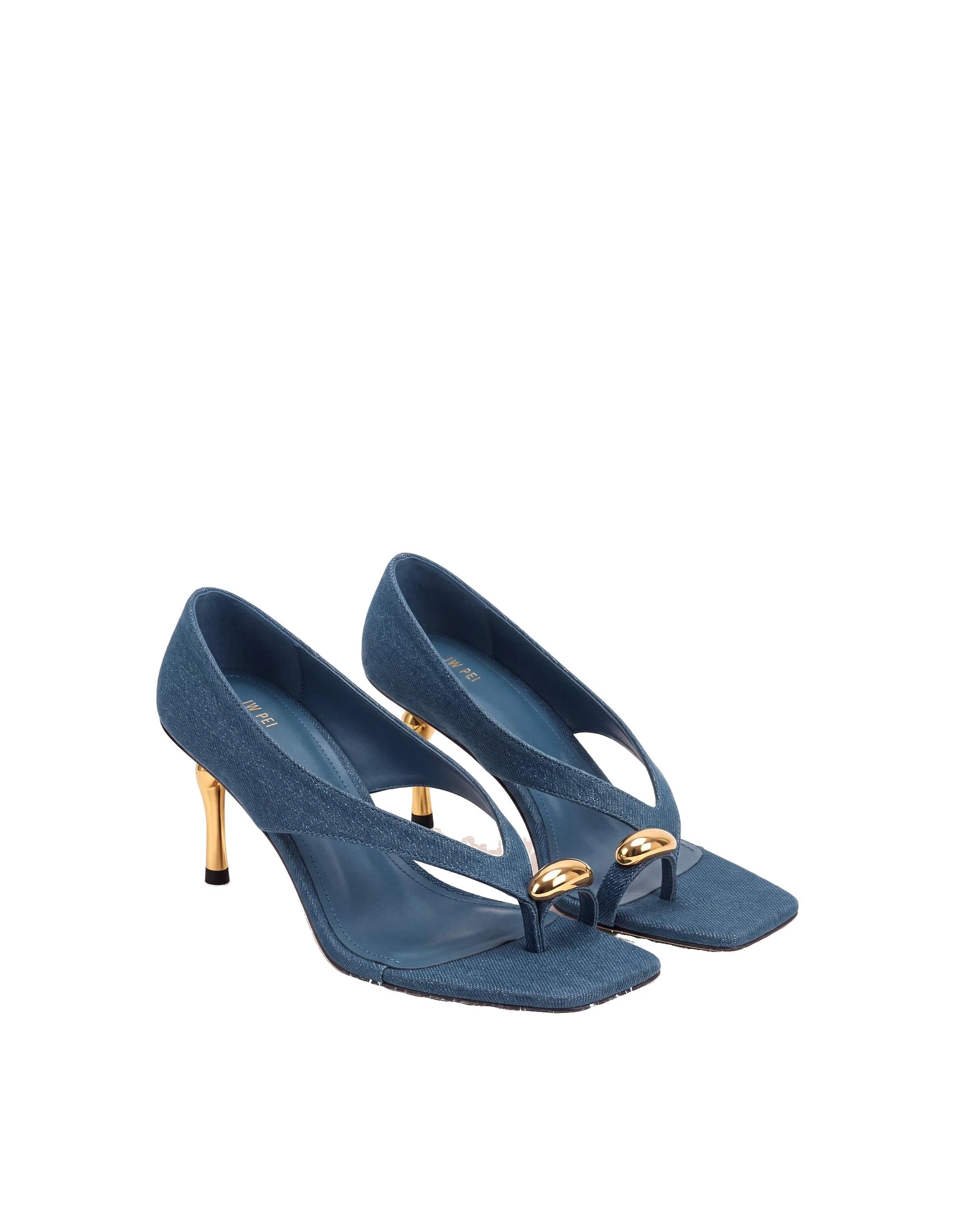 JW PEI Noemi Wide Strap Square-Toe Metal Accent Sandals in Denim Blue JW PEI Noemi Wide Strap Square-Toe Metal Accent Sandals in Denim Blue | Sandals | Coveti
