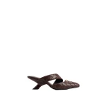 JW PEI Noemi Woven Hardware Closed-Toe Mules in Dark Brown | Mules | Coveti