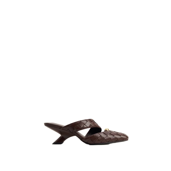 JW PEI Noemi Woven Hardware Closed-Toe Mules in Dark Brown | Mules | Coveti