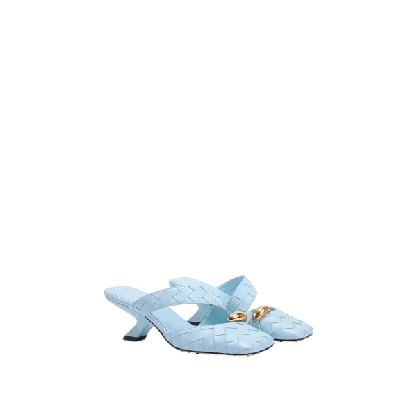 JW PEI Noemi Woven Hardware Closed-Toe Mules in Light Blue | Mules | Coveti