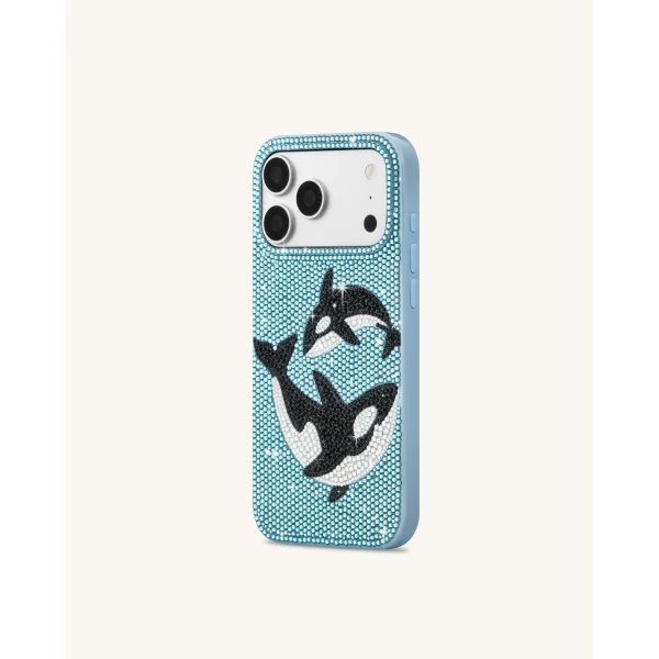 JW PEI Orca Pair Artificial Crystal Phone Case in Light Blue | Phone Cases | Coveti