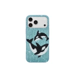 JW PEI Orca Pair Artificial Crystal Phone Case in Light Blue | Phone Cases | Coveti