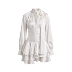 JW PEI Orchid Embellished Keyhole Long-Sleeve Mini Dress in Cream | Mini Dresses | Coveti