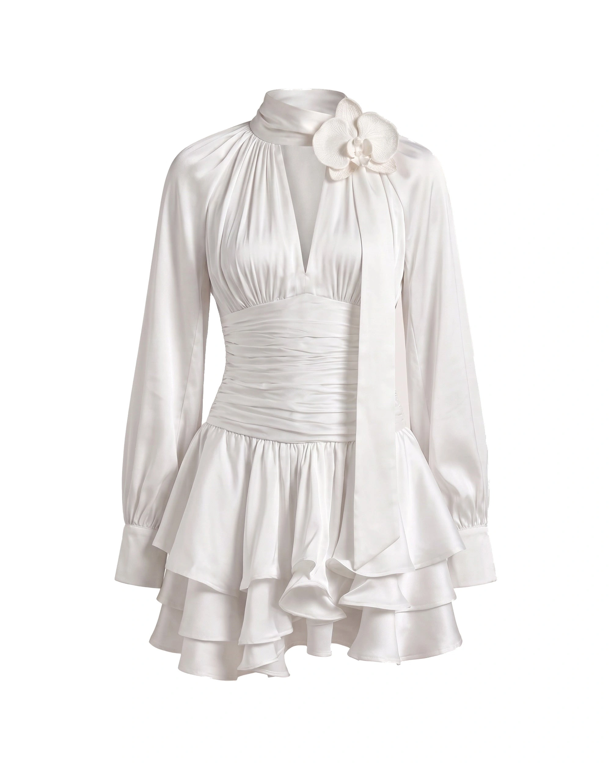 JW PEI Orchid Embellished Keyhole Long-Sleeve Mini Dress in Cream JW PEI Orchid Embellished Keyhole Long-Sleeve Mini Dress in Cream | Mini Dresses | Coveti