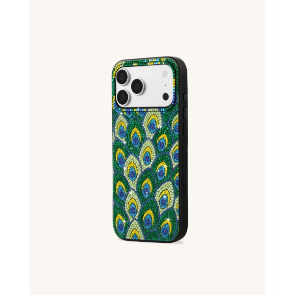 JW PEI Peacock Feather Rhinestone Phone Case in Green | Phone Cases | Coveti