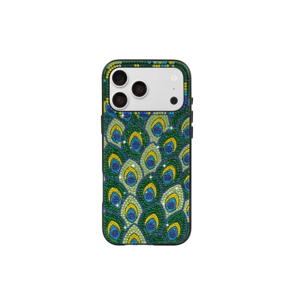 JW PEI Peacock Feather Rhinestone Phone Case in Green | Phone Cases | Coveti