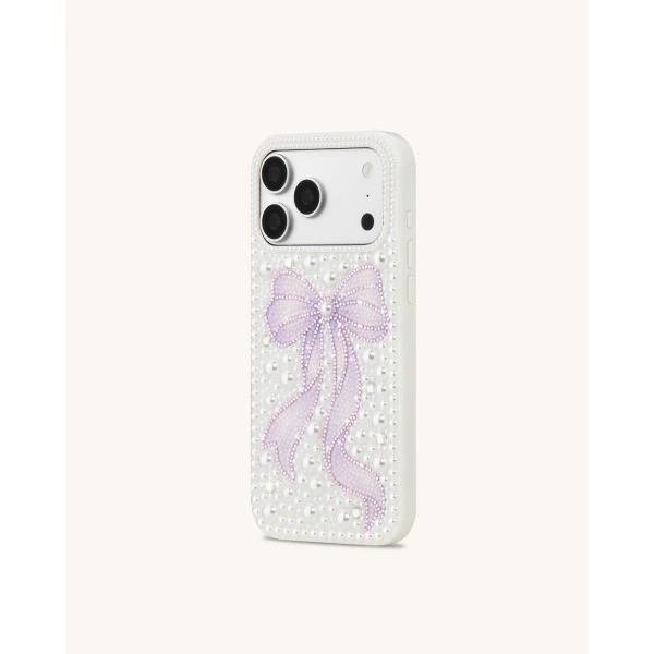 JW PEI Pearl Artificial Crystal Bow Phone Case in White | Phone Cases | Coveti