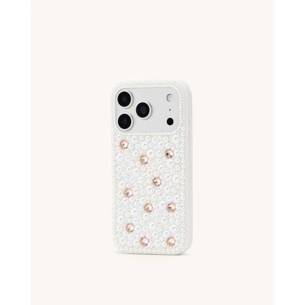 JW PEI Pearl Embellished Phone Case in White | Phone Cases | Coveti
