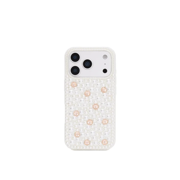 JW PEI Pearl Embellished Phone Case in White | Phone Cases | Coveti
