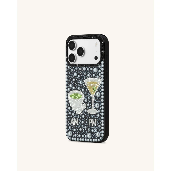 JW PEI Pearl Martini Embellished Phone Case in Black | Phone Cases | Coveti