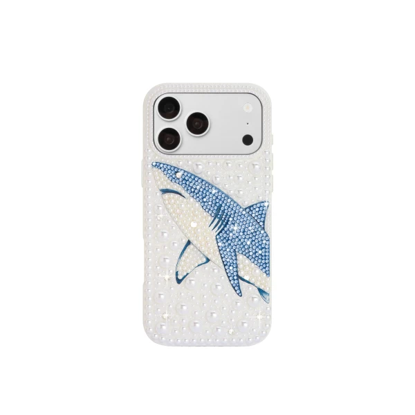 JW PEI Pearl Shark Artificial Crystal Phone Case in White | Phone Cases | Coveti