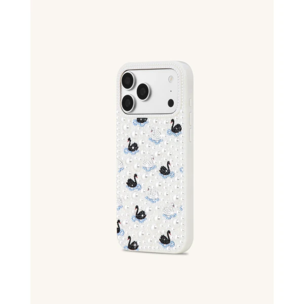 JW PEI Pearl Swan Embellished Phone Case in White | Phone Cases | Coveti
