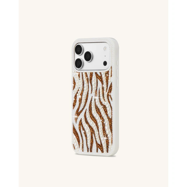 JW PEI Pearl Zebra Stripe Artificial Crystal Phone Case in White | Phone Cases | Coveti