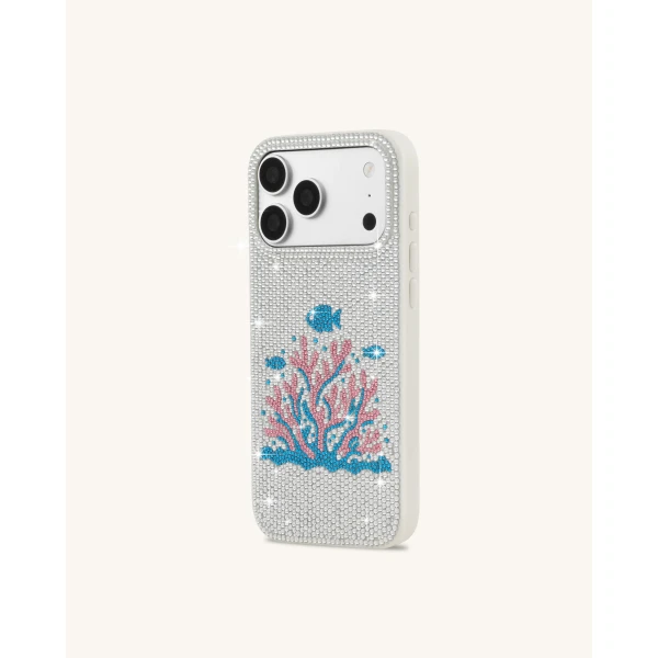 JW PEI Pink Coral Artificial Crystal Phone Case in White | Phone Cases | Coveti