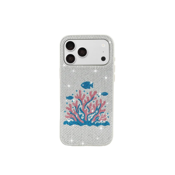 JW PEI Pink Coral Artificial Crystal Phone Case in White | Phone Cases | Coveti
