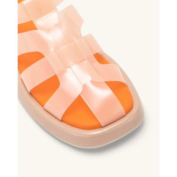JW PEI Piper Platform Sandal in Beige & Orange | Sandals | Coveti