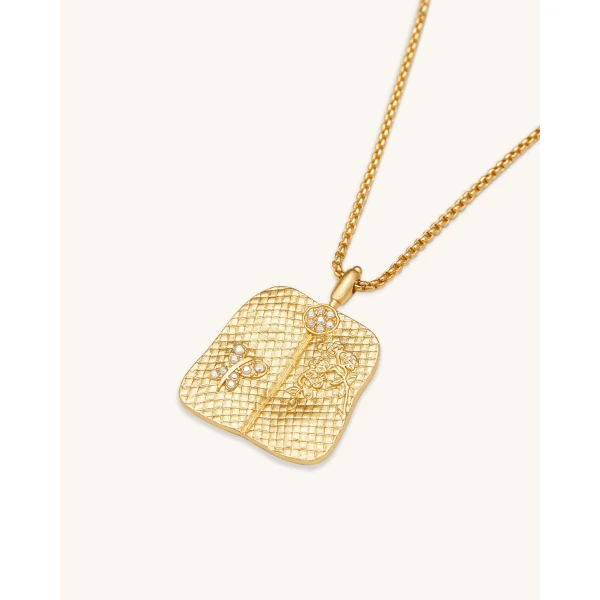 JW PEI Plantain Fan Pendant Necklace in 18ct Gold Plated & White Zircon | Jewelry | Coveti