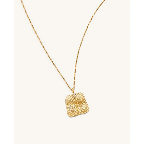 JW PEI Plantain Fan Pendant Necklace in 18ct Gold Plated & White Zircon | Jewelry | Coveti