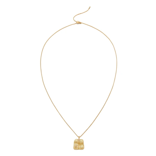 JW PEI Plantain Fan Pendant Necklace in 18ct Gold Plated & White Zircon | Jewelry | Coveti