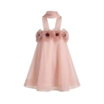 JW PEI Poppy Embroidered Draped Halter Mini Dress in Blush Pink | Mini Dresses | Coveti
