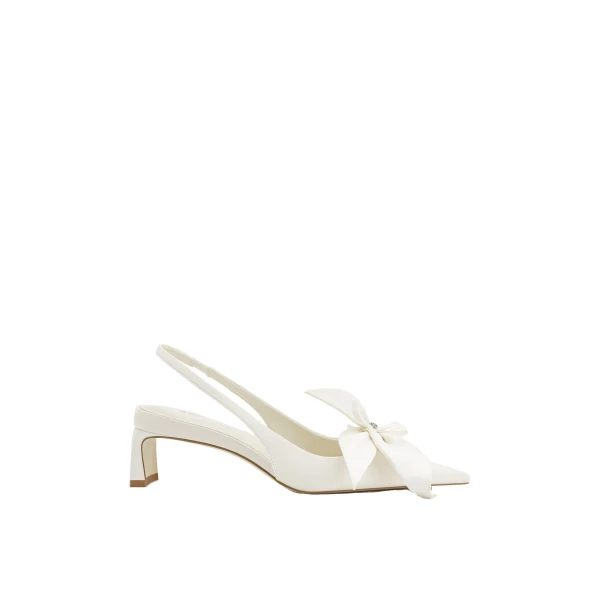 JW PEI Queena Floral Appliques Slingback Pumps in Ivory White | Heels | Coveti