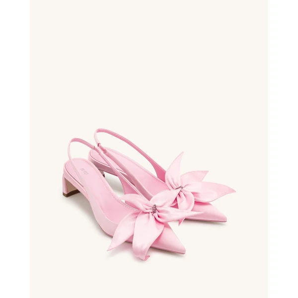 JW PEI Queena Floral Appliques Slingback Pumps in Pink | Heels | Coveti