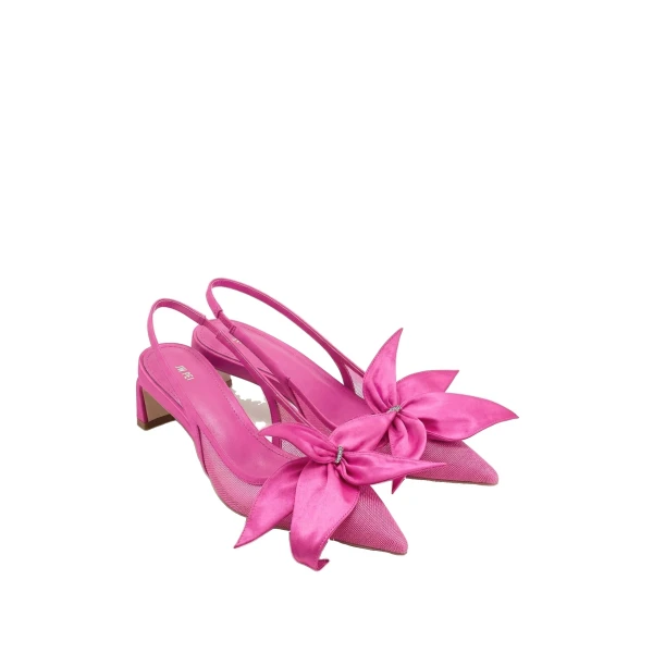 JW PEI Queena Floral Appliques Slingback Pumps in Rose Pink | Heels | Coveti