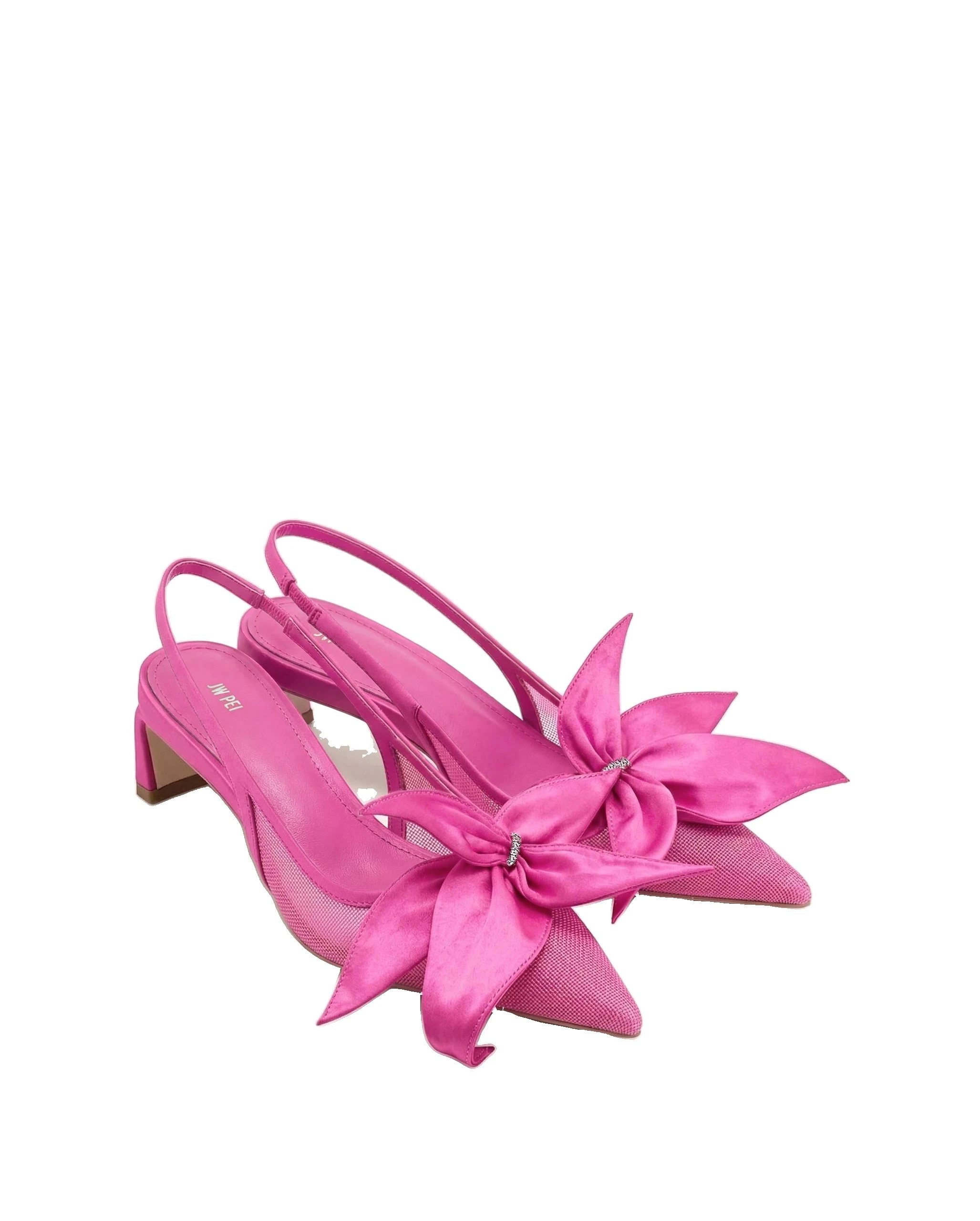 JW PEI Queena Floral Appliques Slingback Pumps in Rose Pink JW PEI Queena Floral Appliques Slingback Pumps in Rose Pink | Heels | Coveti