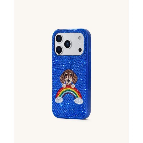 JW PEI Rainbow Dog Artificial Crystal Phone Case in Blue | Phone Cases | Coveti