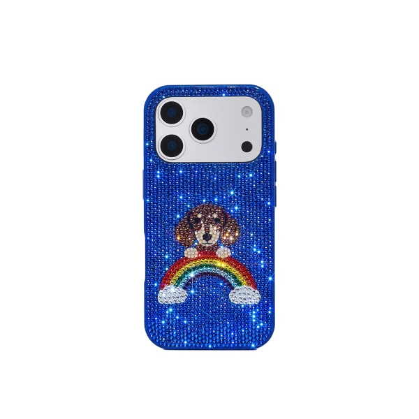 JW PEI Rainbow Dog Artificial Crystal Phone Case in Blue | Phone Cases | Coveti