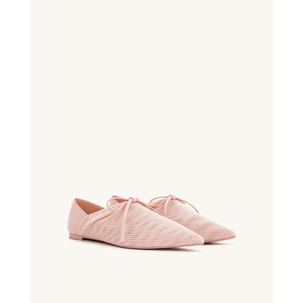 JW PEI Reilly Fishnet Ballerina Flats in Pink Beige | Flats | Coveti