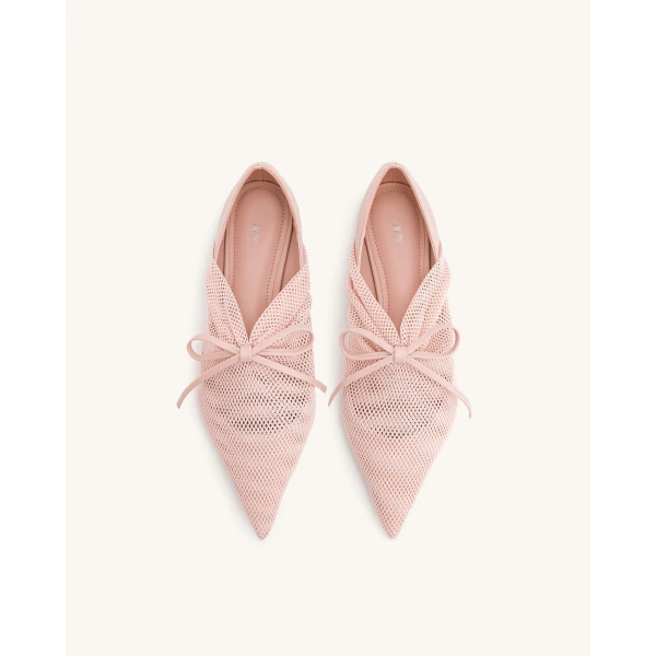 JW PEI Reilly Fishnet Ballerina Flats in Pink Beige | Flats | Coveti