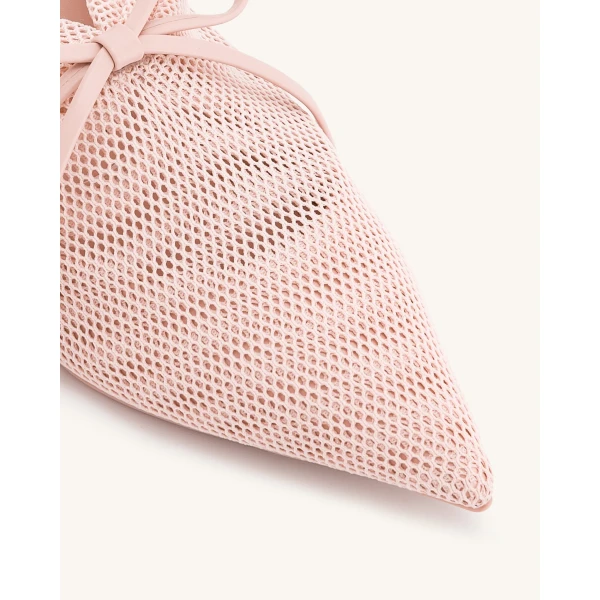 JW PEI Reilly Fishnet Ballerina Flats in Pink Beige | Flats | Coveti