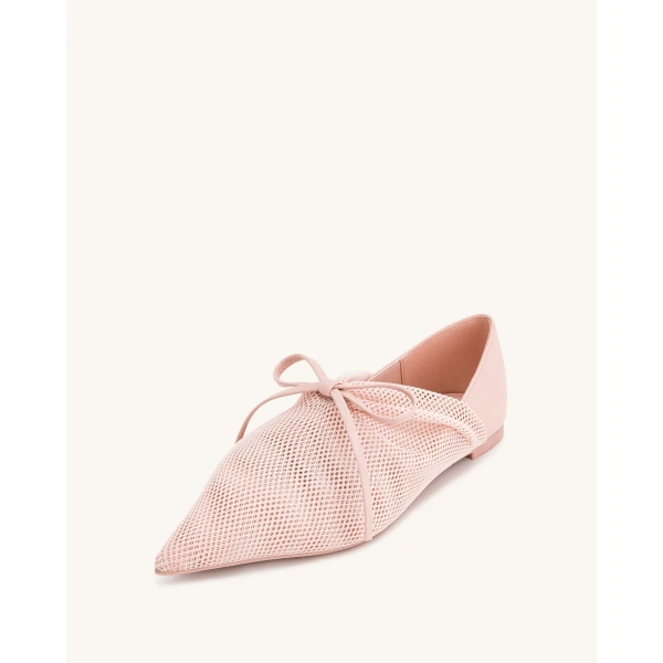JW PEI Reilly Fishnet Ballerina Flats in Pink Beige | Flats | Coveti