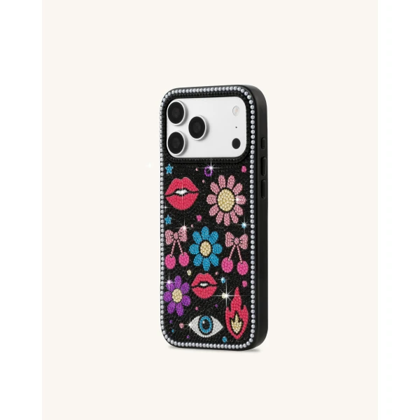 JW PEI Retro Icon Artificial Crystal Phone Case in Black | Phone Cases | Coveti