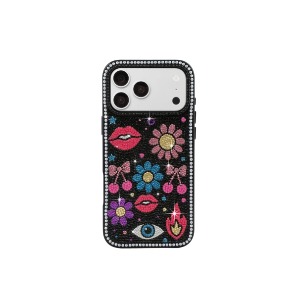 JW PEI Retro Icon Artificial Crystal Phone Case in Black | Phone Cases | Coveti